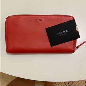 Shinola Zip Continental Wallet in “Chili” Red